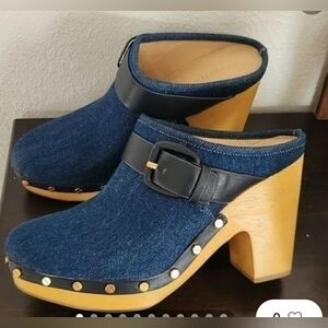 Veronica Beard Denim Platform Clogs
